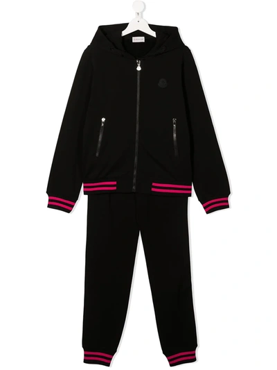 Moncler Teen Two Piece Tracksuit In Black