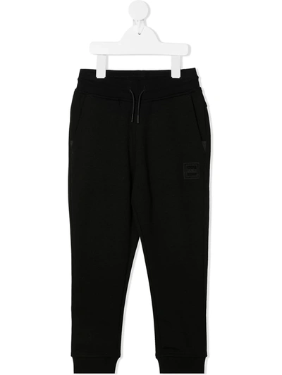 Hugo Boss Kids' Logo Print Cotton Tracksuit Bottoms In Black