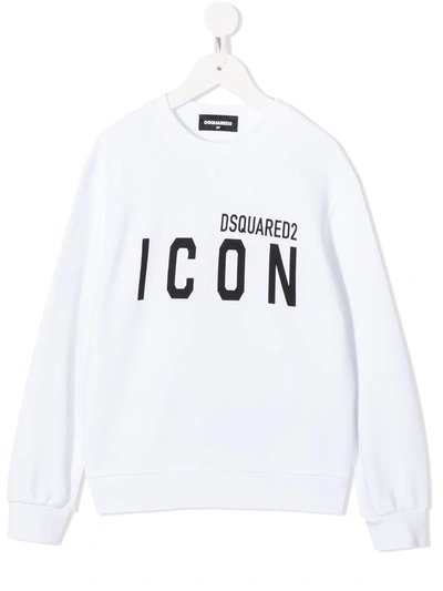 Dsquared2 Kids' Logo-print Cotton Hoodie In White