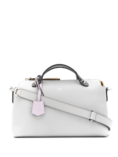 Fendi By The Way Leather Boston Bag In Grey