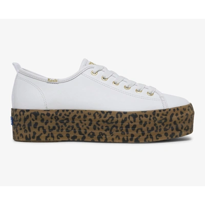 Keds X Wonder Woman Triple Up Leather In White Leopard