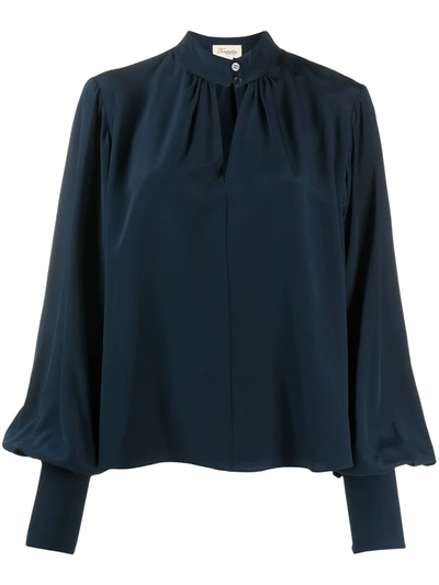 Temperley London Cut-out Puff Sleeved Blouse In Blue