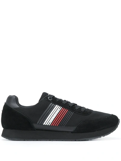 Tommy Hilfiger Embroidered-design Sneakers In Black