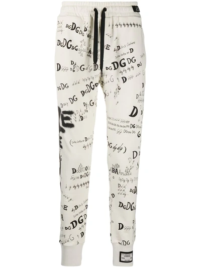 Dolce & Gabbana All-over Logo Print Track Trousers In White