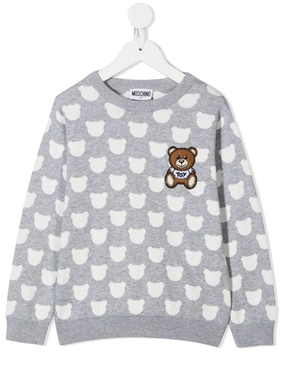 Moschino Kids' Teddy Bear-print Sweatshirt In Grey