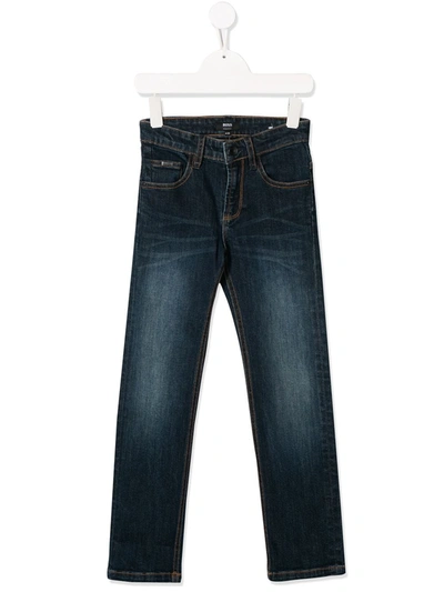 Hugo Boss Kids' Mid-rise Straight Leg Jeans In Blue