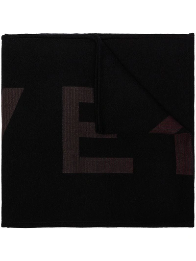 Givenchy Black Wool Logo Scarf
