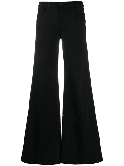 J Brand Evytte Mid Rise Wide Leg Denim Jeans In Black