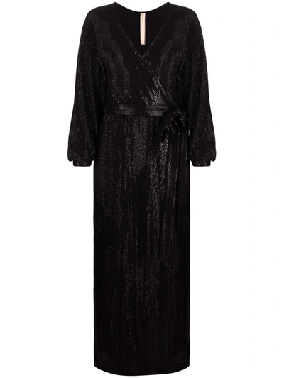 Maria Lucia Hohan Black Sabrina Embellished Wrap Dress In Nero