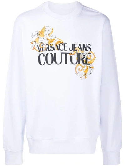 Versace Jeans Couture Cotton Sweatshirt Logo Slim 41 In White