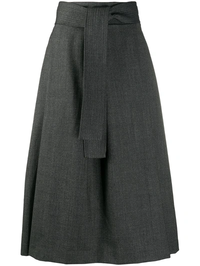 P.a.r.o.s.h Straight Midi Skirt In Grey