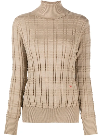 Victoria Beckham Integral Check Jacquard Jumper In Neutrals