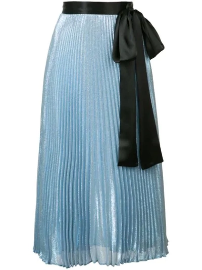 Christopher Kane Blue Lame Pleated Skirt