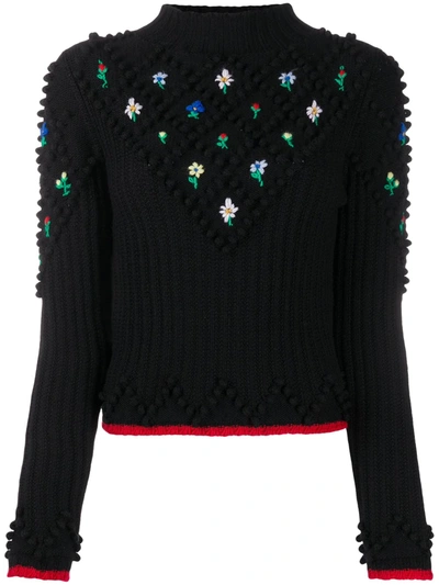Philosophy Di Lorenzo Serafini Patterned Floral Embroidered Jumper In Black