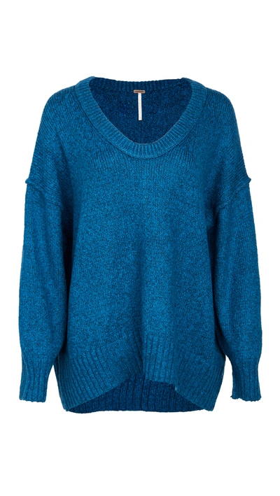 Free People Brookside Tunic Sweater In Halcyon Blue