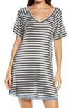 Honeydew Intimates All American Sleep Shirt In Charcoal Multistripe