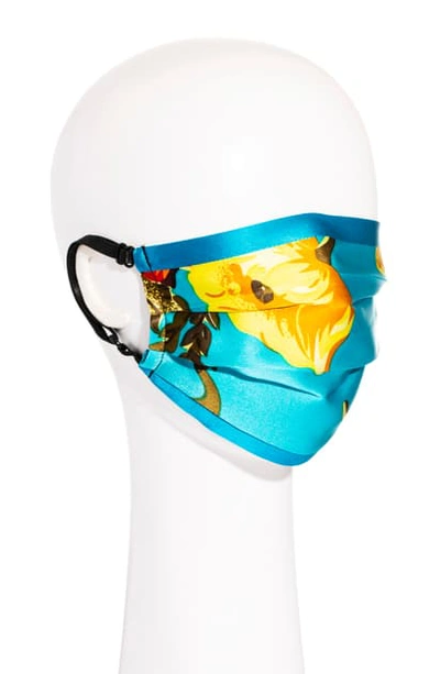 L Erickson Peace Ii Adult Reversible Silk Face Mask In Bora Bora/ Turquoise