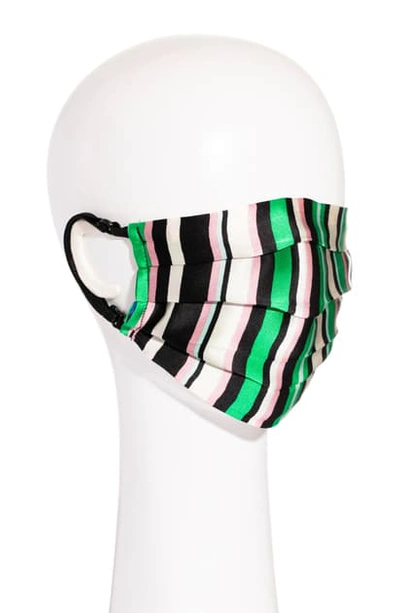 L Erickson Peace Ii Adult Reversible Silk Face Mask In Cipriani Green/stripe Green