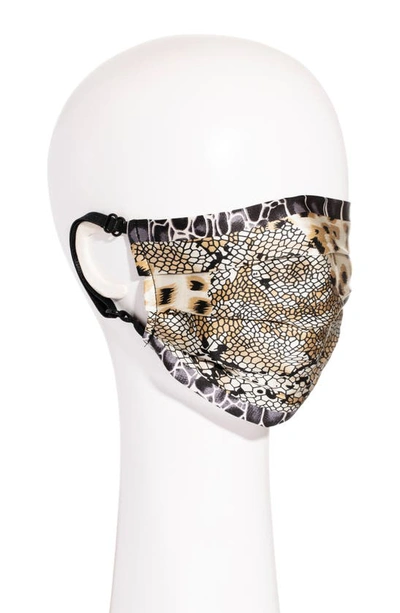 L Erickson Peace Ii Adult Reversible Silk Face Mask In Safari Scape/ Graphic Giraffe