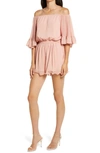 Endless Rose Off The Shoulder Ruffle Sleeve Romper In Dust Pink