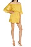 Endless Rose Off The Shoulder Ruffle Sleeve Romper In Honey Yellow