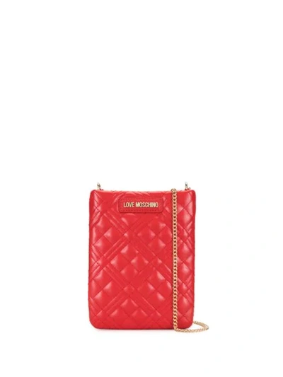 Love Moschino Chain-strap Quilted Phone Holder In Black