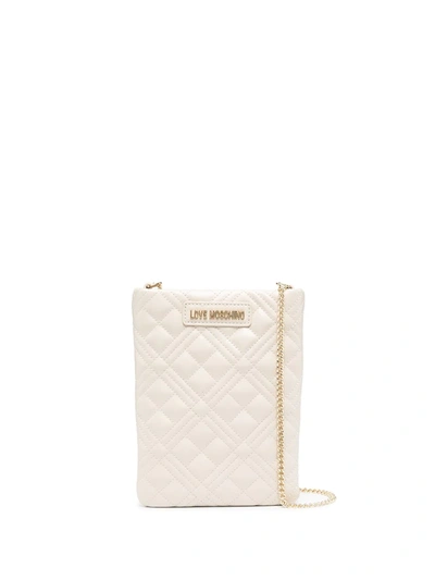 Love Moschino Quilted Phone Case Bag In Black