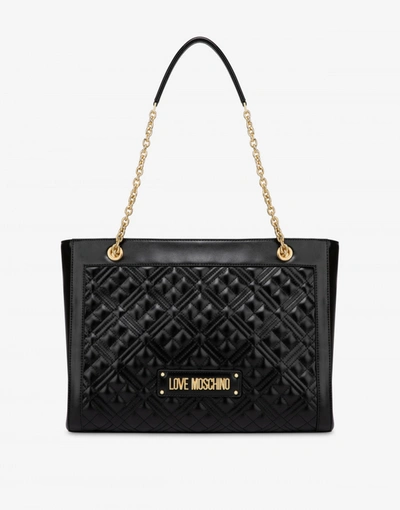 Love Moschino Quilted Shopper Bag With Logo In Black