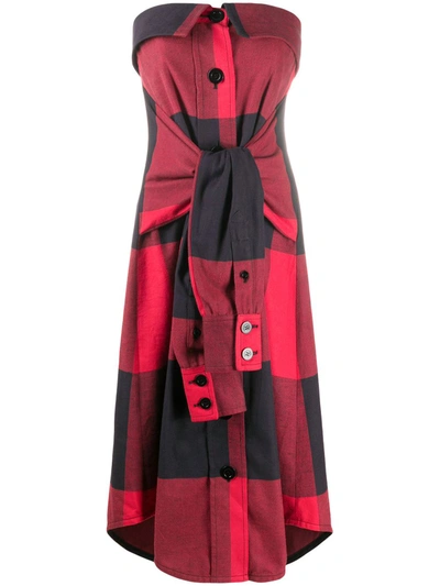 Moschino Buffalo Check Flannel Dress In Red