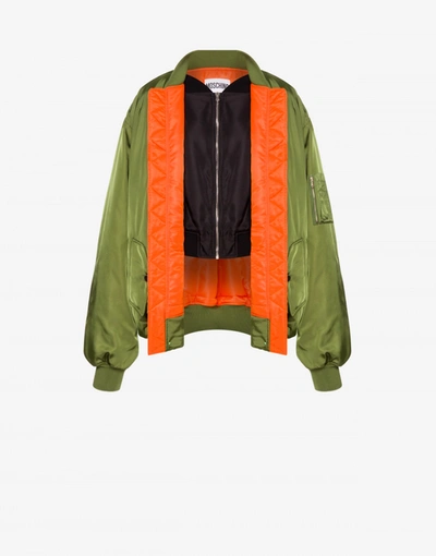 Moschino Macro Nylon Bomber In Military Green