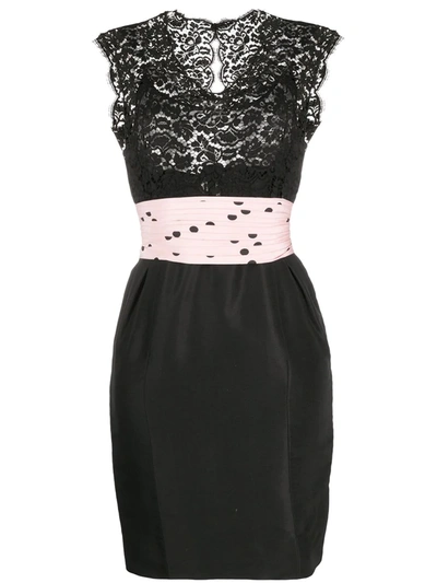 Pre-owned Chanel Lace Panel Dress In Black