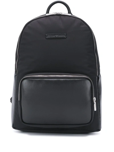 Emporio Armani Zipped Logo Patch Backpack In Black