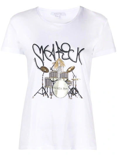 Patrizia Pepe Ska Rock T-shirt In White