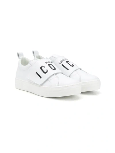 Dsquared2 Teen Icon Logo Strap Trainers In White