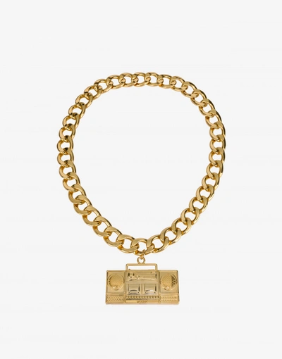 Moschino Macro Necklace Boombox In Gold