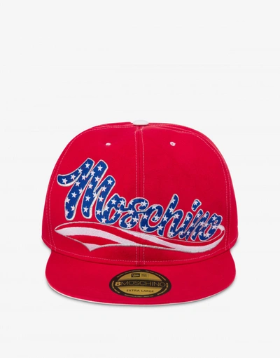 Moschino Macro Hat American Logo In Red