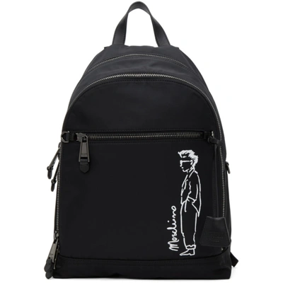 Moschino Illustration Print Backpack In A1555 Blk