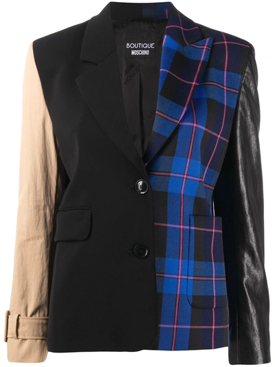 Boutique Moschino Cady And Check Jacket Patchwork In Black