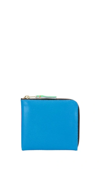 Comme Des Garçons Comme Des Garcons Wallet Super Fluo Zip-around Wallet In Light Blue