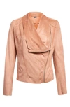 Blanknyc Drape Front Faux Suede Jacket In Honeycomb