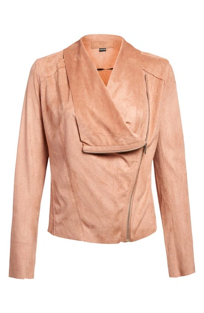 Blanknyc Drape Front Faux Suede Jacket In Honeycomb