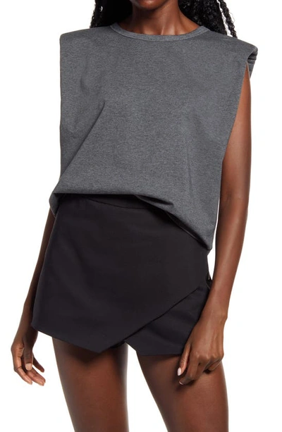 Endless Rose Padded Shoulder T-shirt In Grey