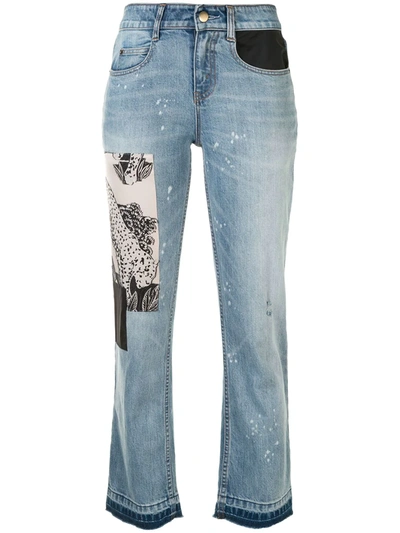Hellessy Humming Straight Leg Patch Jeans In Blue,multi-colour