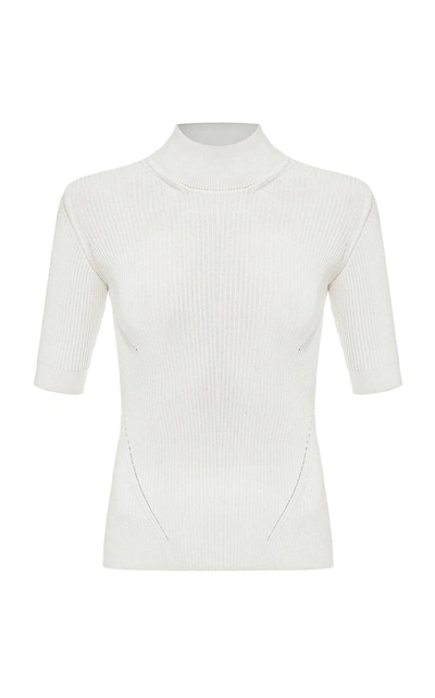 Anna October Yves Ribbed-knit Top In White