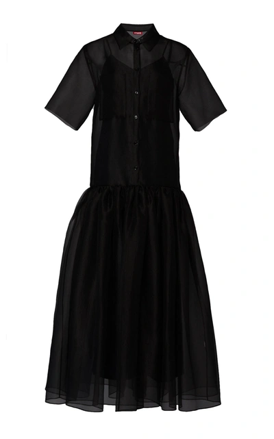 Staud Riley Tropics Button Down Dress In Black
