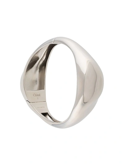 Chloé Polished Asymmetric Cuff Bracelet In Silver