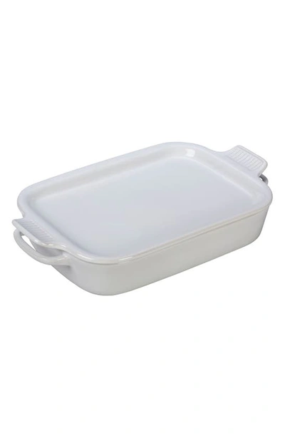 Le Creuset 3 1/2 Quart Stoneware Casserole & Platter Lid In White