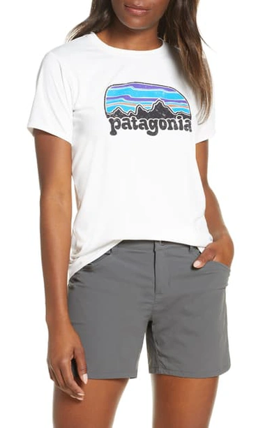 Patagonia Capilene Daily Graphic Tee In Fitz Roy Far Out White