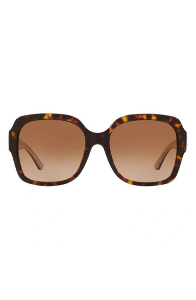 Tory Burch 57mm Square Sunglasses In Tortoise/ Brown Gradient