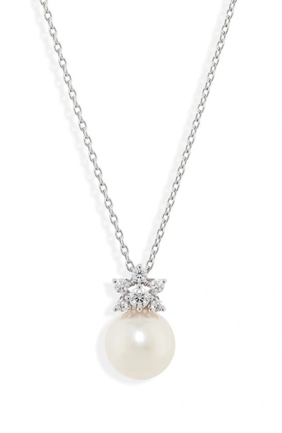 Mikimoto Akoya Cultured Pearl & Diamond Pendant Necklace In White Gold